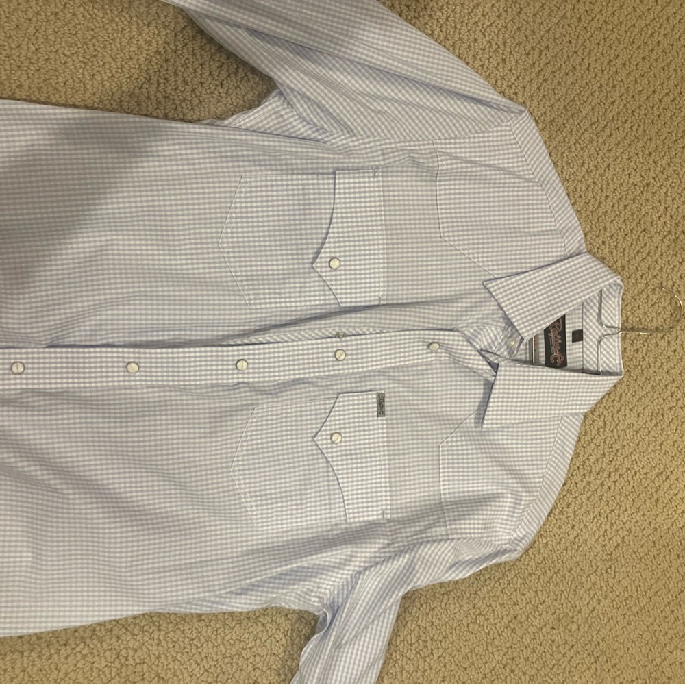 Classic Light Blue Checkered Men's Shirt